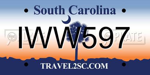 IWW597 South Carolina License Plate