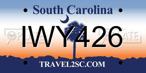 IWY426 South Carolina License Plate