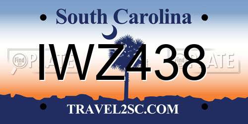 IWZ438 South Carolina License Plate