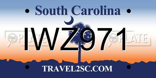IWZ971 South Carolina License Plate
