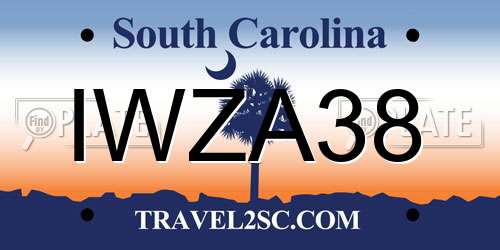 IWZA38 South Carolina License Plate