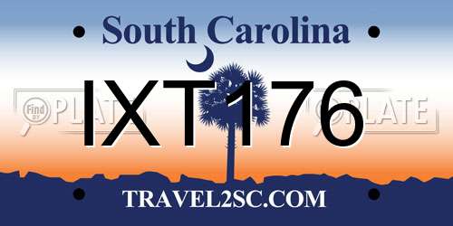 IXT176 South Carolina License Plate