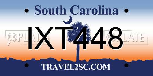 IXT448 South Carolina License Plate