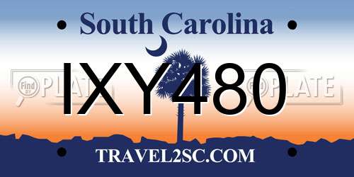 IXY480 South Carolina License Plate