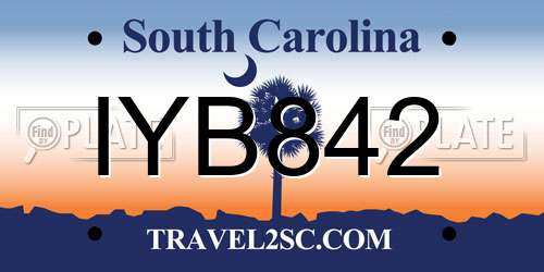 IYB842 South Carolina License Plate