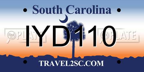 IYD110 South Carolina License Plate
