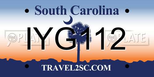 IYG112 South Carolina License Plate