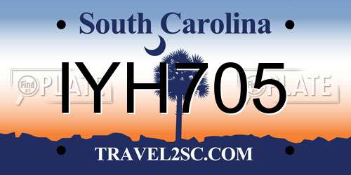 IYH705 South Carolina License Plate