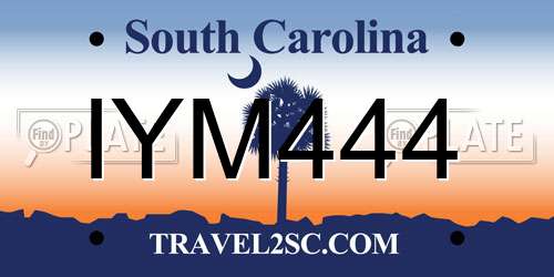 IYM444 South Carolina License Plate