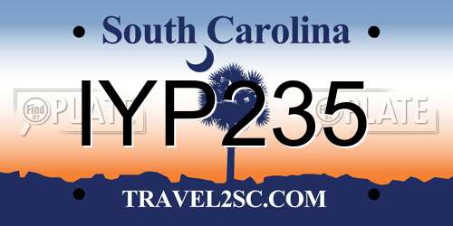 IYP235 South Carolina License Plate