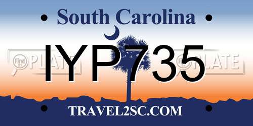 IYP735 South Carolina License Plate