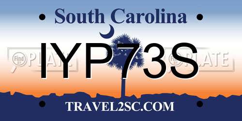 IYP73S South Carolina License Plate