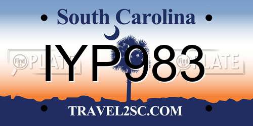 IYP983 South Carolina License Plate
