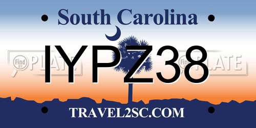IYPZ38 South Carolina License Plate