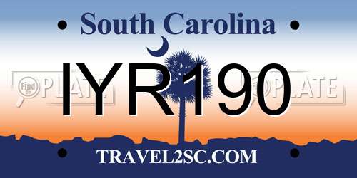 IYR190 South Carolina License Plate