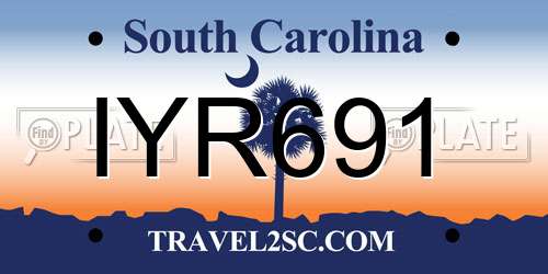 IYR691 South Carolina License Plate