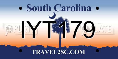 IYT179 South Carolina License Plate
