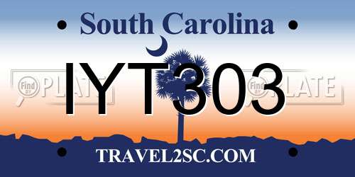 IYT303 South Carolina License Plate
