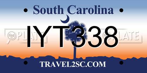 IYT338 South Carolina License Plate