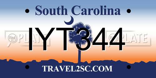 IYT344 South Carolina License Plate