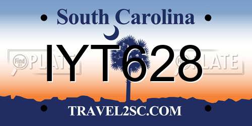 IYT628 South Carolina License Plate