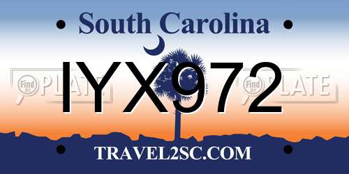 IYX972 South Carolina License Plate
