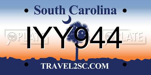IYY944 South Carolina License Plate