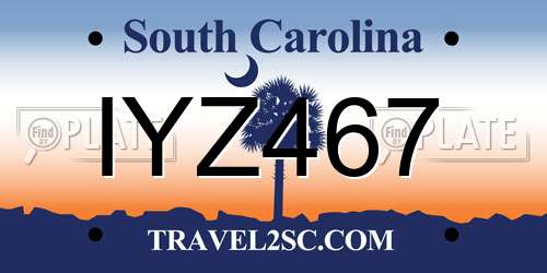 IYZ467 South Carolina License Plate