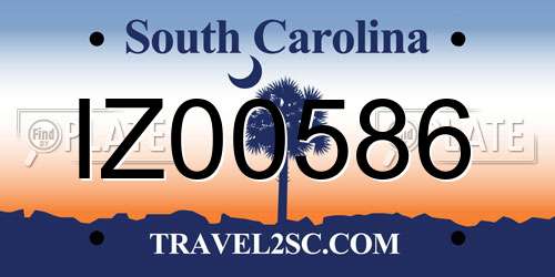 IZ00586 South Carolina License Plate