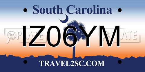 IZ06YM South Carolina License Plate