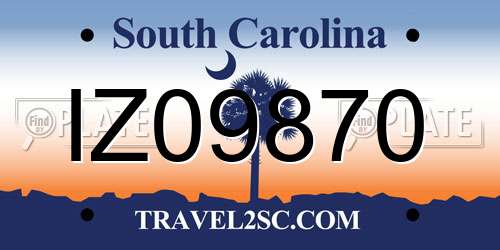 IZ09870 South Carolina License Plate