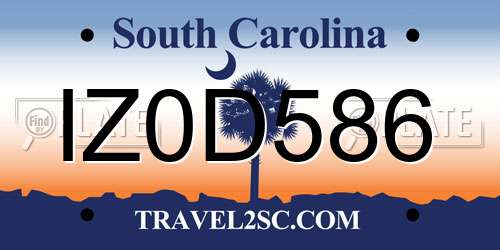 IZ0D586 South Carolina License Plate