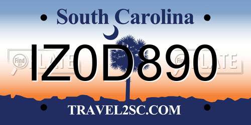 IZ0D890 South Carolina License Plate