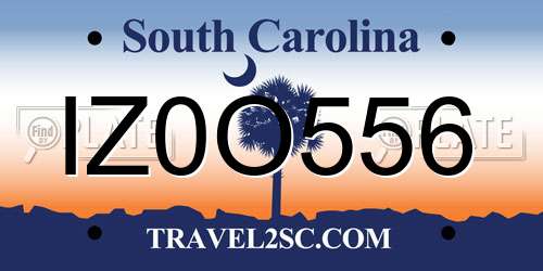 IZ0O556 South Carolina License Plate
