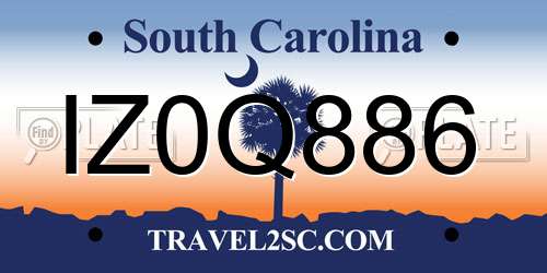 IZ0Q886 South Carolina License Plate