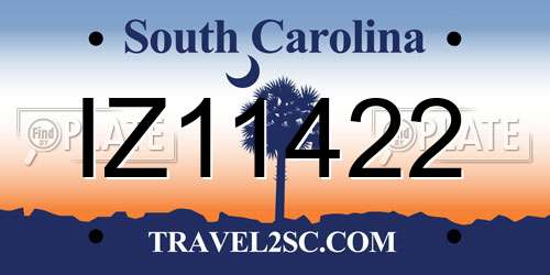 IZ11422 South Carolina License Plate