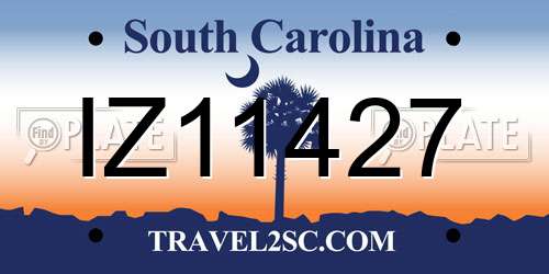 IZ11427 South Carolina License Plate