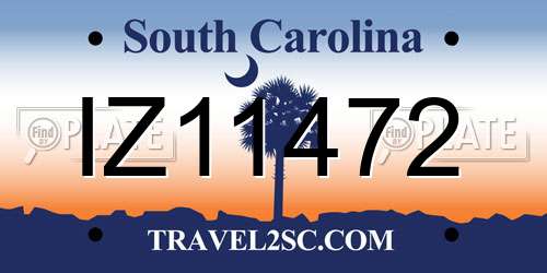 IZ11472 South Carolina License Plate