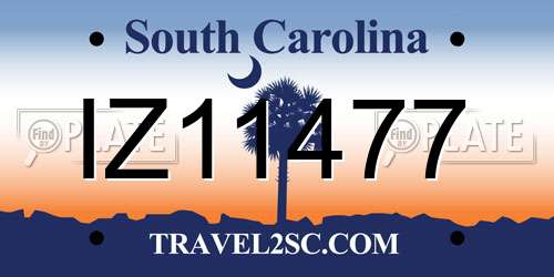 IZ11477 South Carolina License Plate