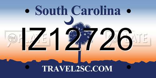 IZ12726 South Carolina License Plate