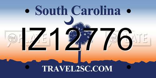 IZ12776 South Carolina License Plate