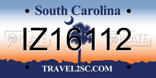 IZ16112 South Carolina License Plate
