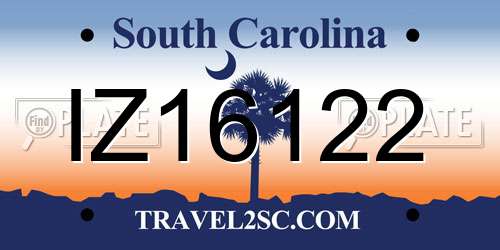 IZ16122 South Carolina License Plate
