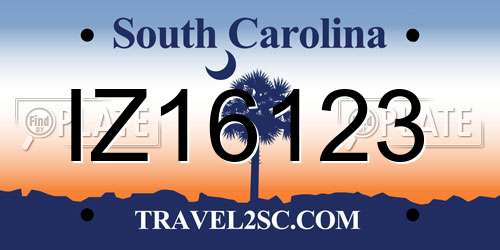 IZ16123 South Carolina License Plate
