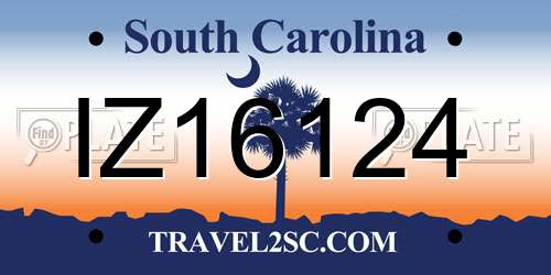 IZ16124 South Carolina License Plate
