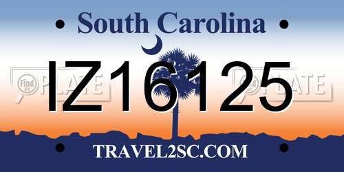 IZ16125 South Carolina License Plate