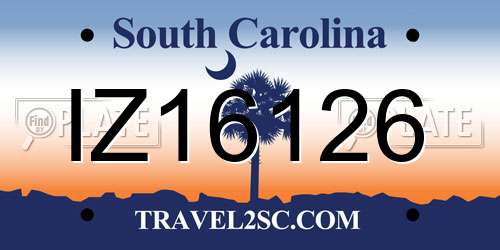 IZ16126 South Carolina License Plate