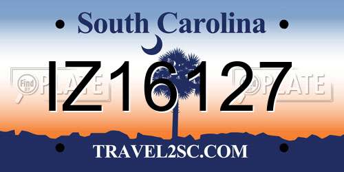 IZ16127 South Carolina License Plate