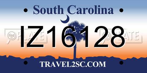 IZ16128 South Carolina License Plate