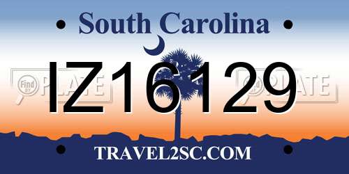 IZ16129 South Carolina License Plate